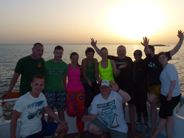 Taucher vor Sonnenuntergang