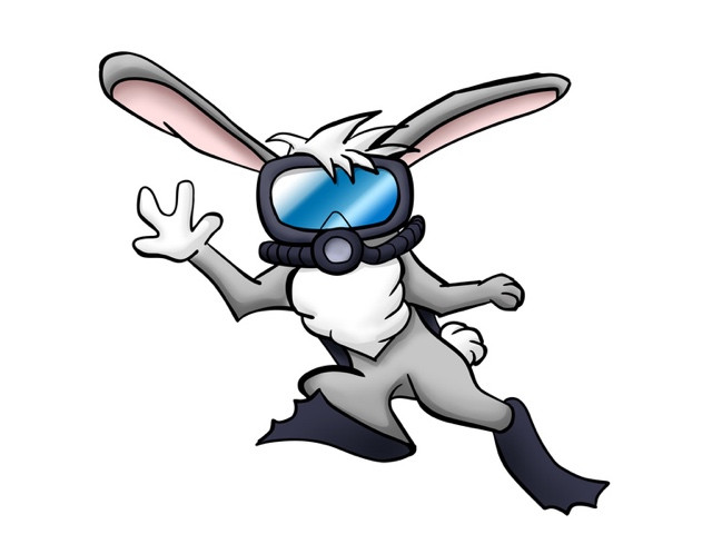 Osterhase mit Tauchmaske